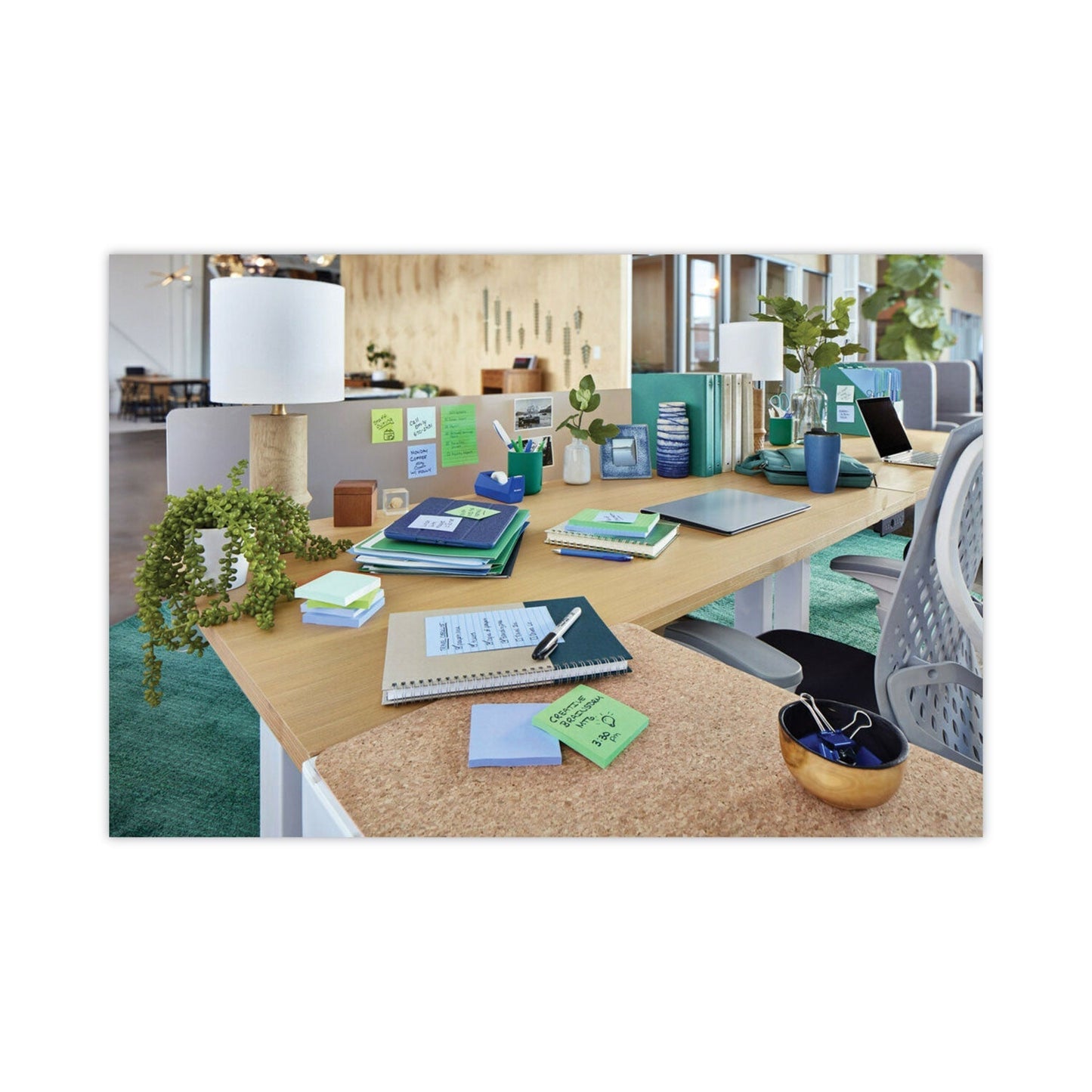Post - it Recycled Notes in Oasis Collection Colors, Cabinet Pack, 3" x 3", 70 Sheets/Pad, 24 Pads/Pack - themonogram manor 