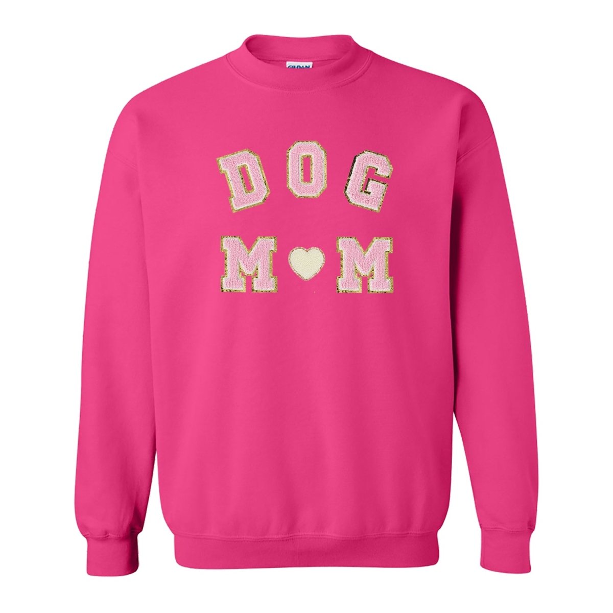 Dog Mom Letter Patch Crewneck Sweatshirt - themonogram manor 