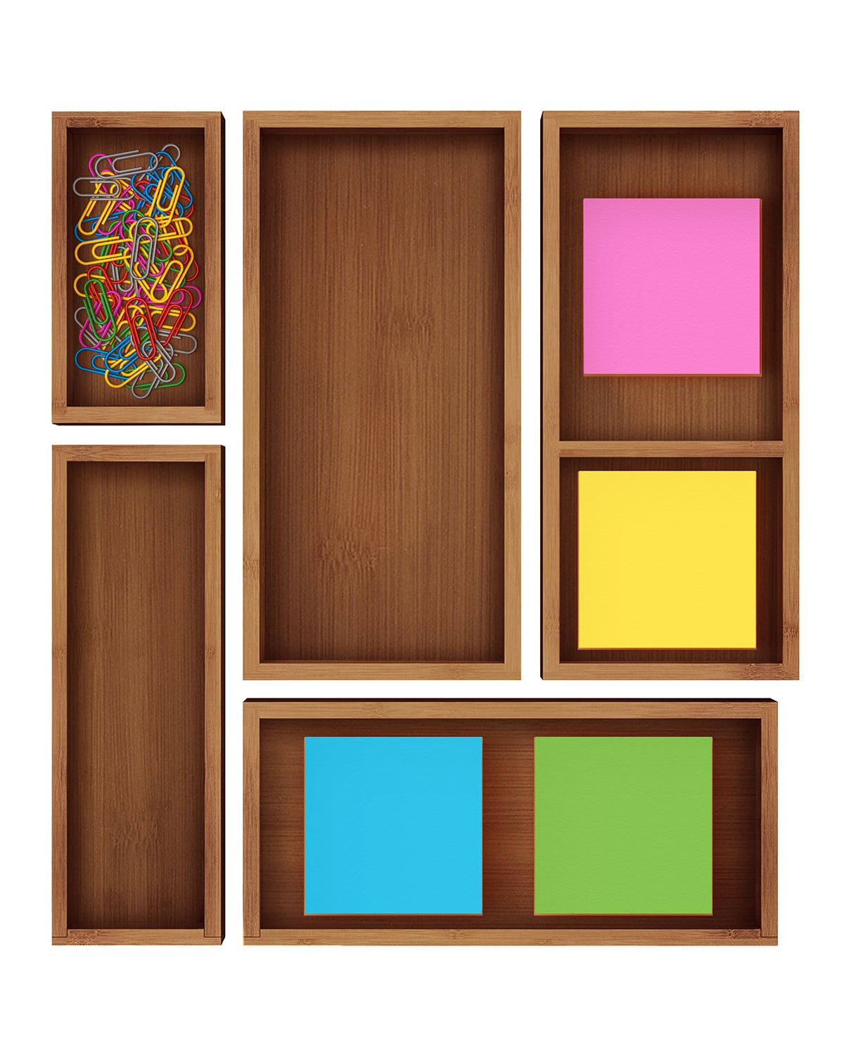 Storage Box Set of 5, Brown - themonogram manor 