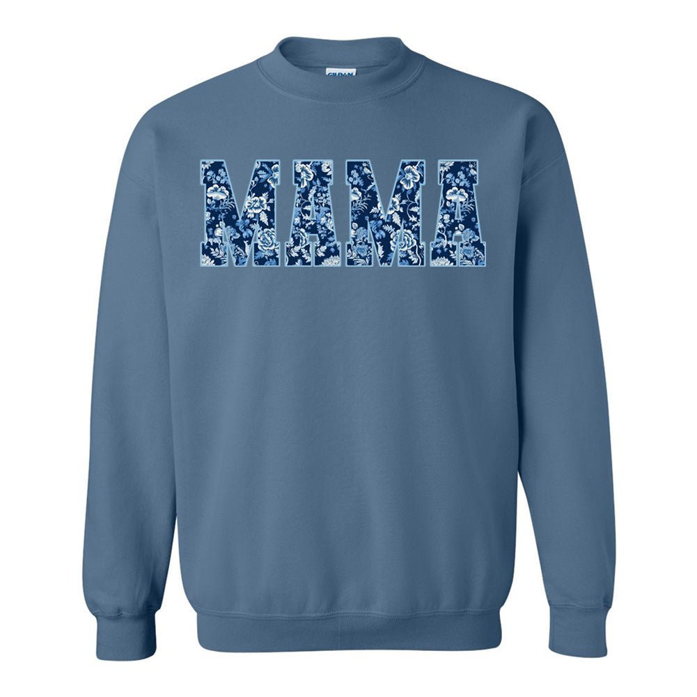 'Blue & White Chinoiserie 'Mama' Crewneck Sweatshirt - themonogram manor 