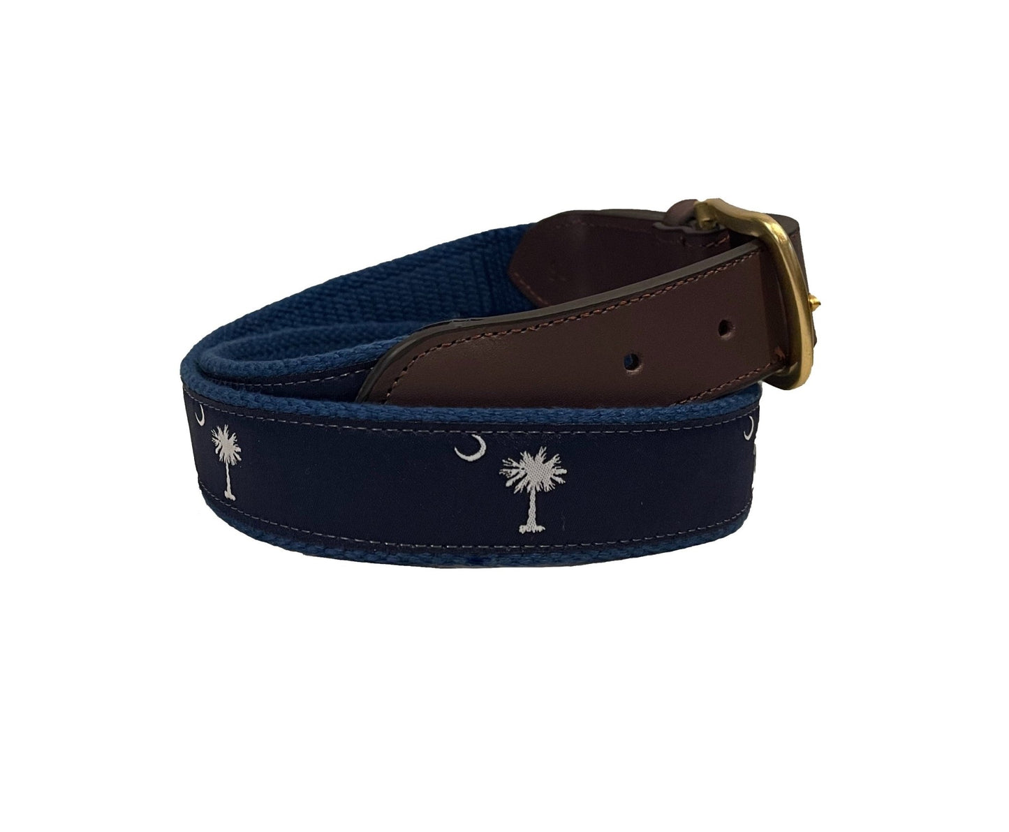 South Carolina Crescent Moon Palmetto State Flag Belt - Navy Blue - themonogram manor 