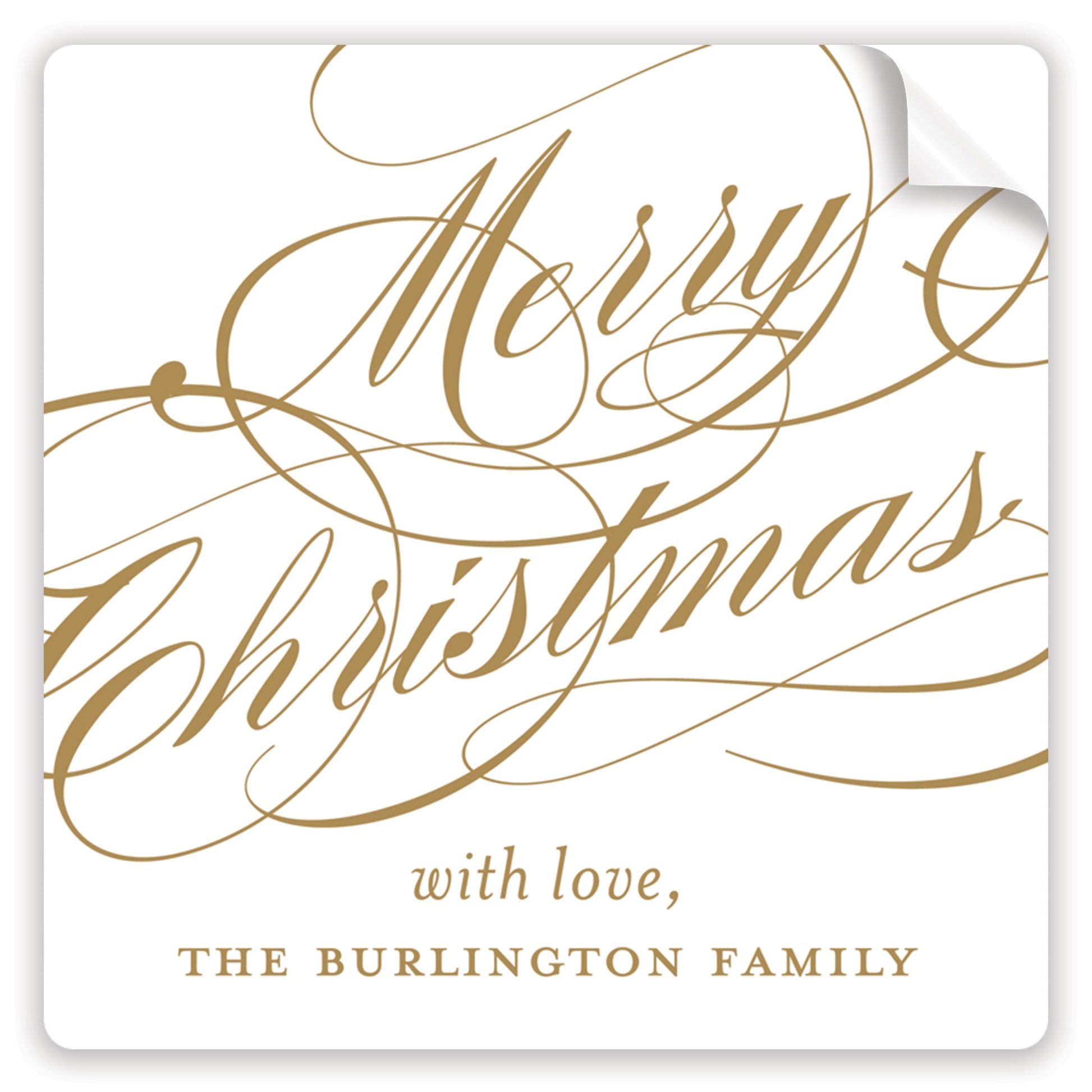 gold christmas script holiday stickers - themonogram manor 