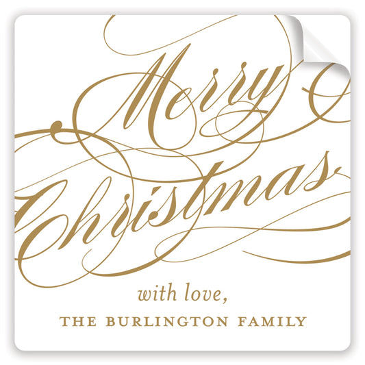 gold christmas script holiday stickers - themonogram manor 