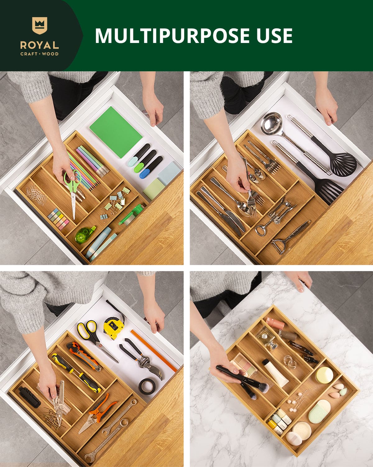 Basic Silverware Drawer Organizer, Natural - themonogram manor 