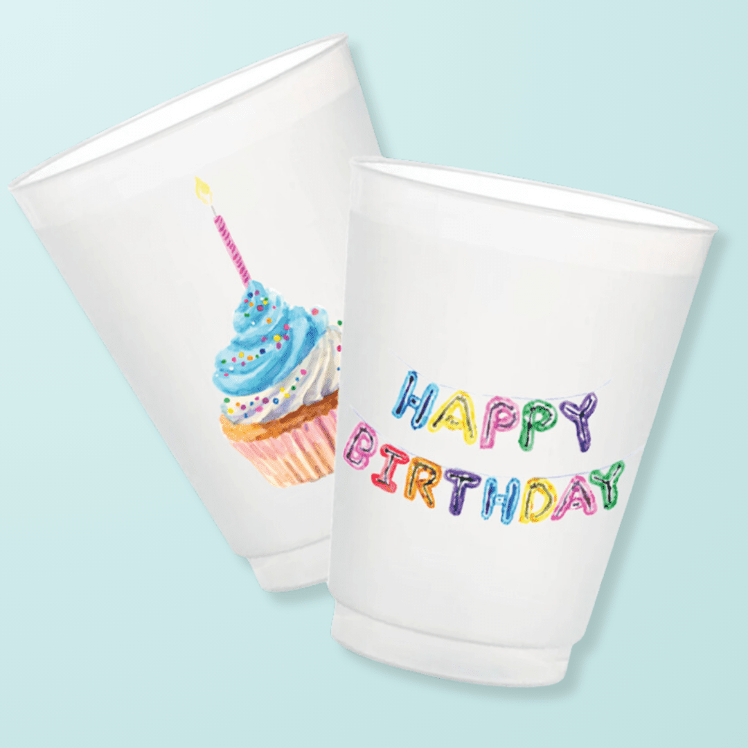Happy Birthday Frosted Cup (Double - Sided) - themonogram manor 