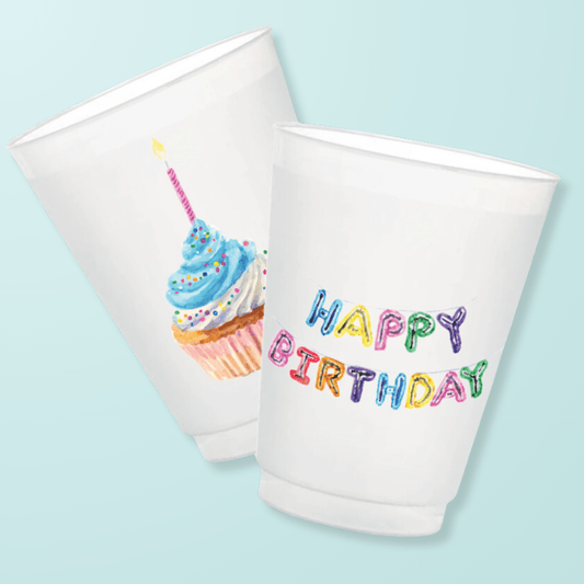 Happy Birthday Frosted Cup (Double - Sided) - themonogram manor 