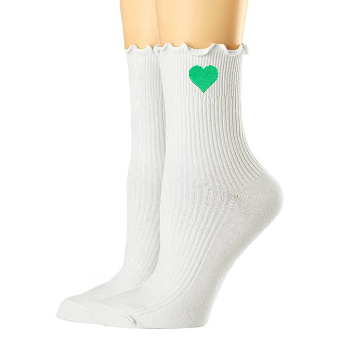 Embroidered Heart Ruffle Socks - themonogram manor 