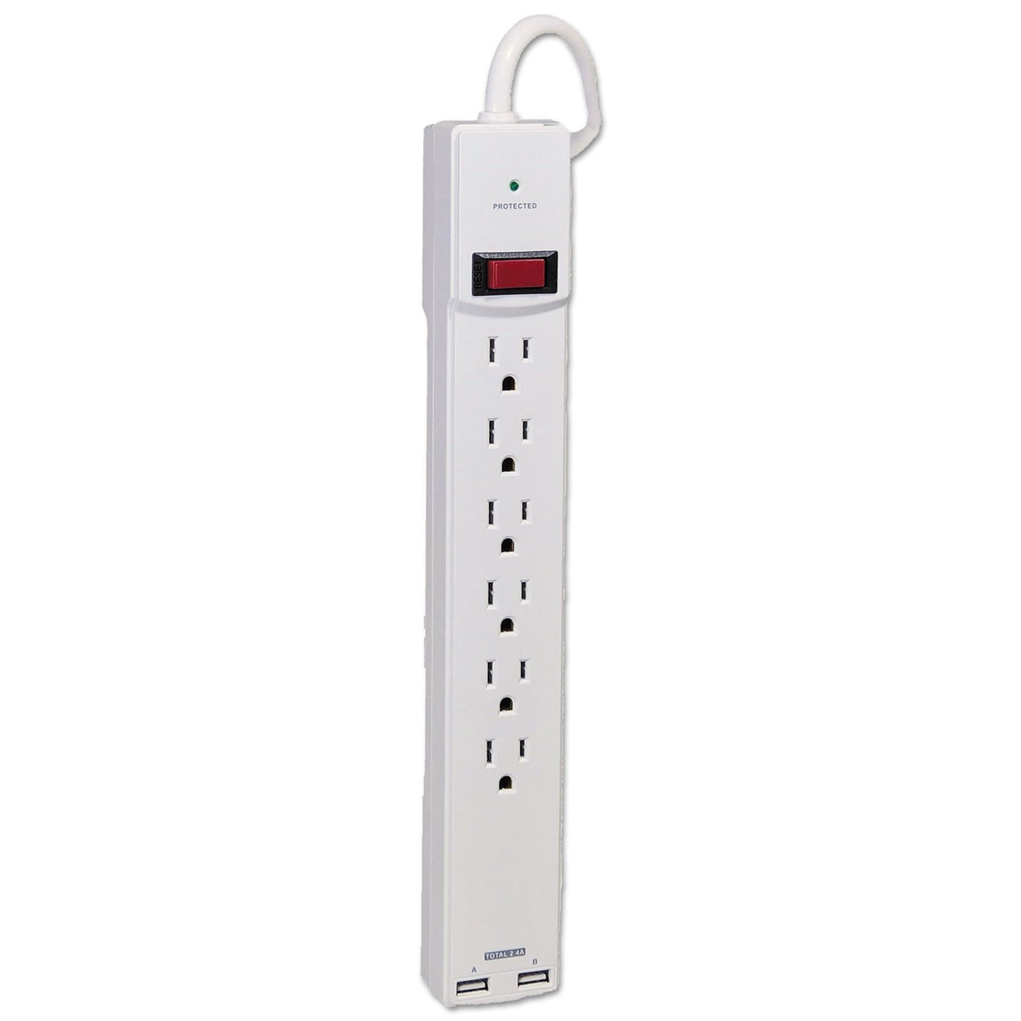 Innovera Surge Protector, 6 AC Outlets/2 USB Ports, 6 ft Cord, 1,080 J, White - themonogram manor 