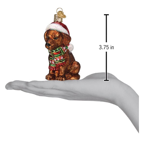 Holiday Chocolate Labrador Pup Ornament - themonogram manor 