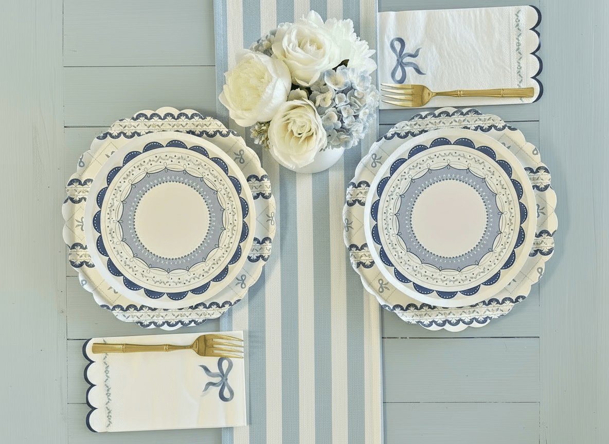 Blue Coquette Luncheon Napkins (Set of 16) - themonogram manor 