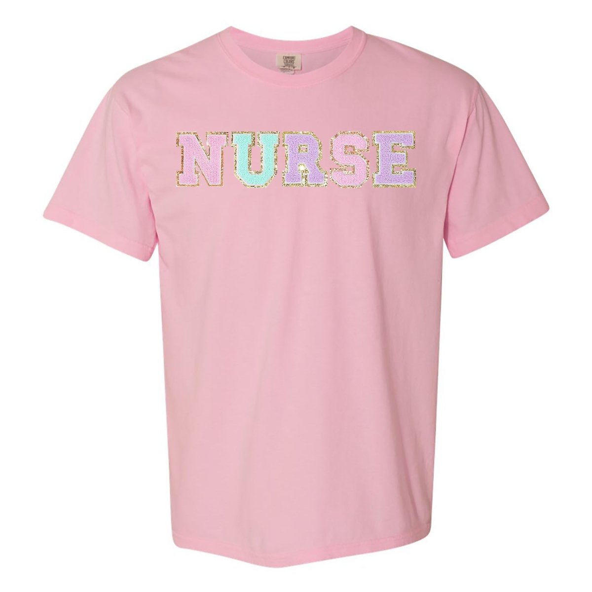 Nurse Colorful Letter Patch Comfort Colors T-Shirt - themonogram manor 