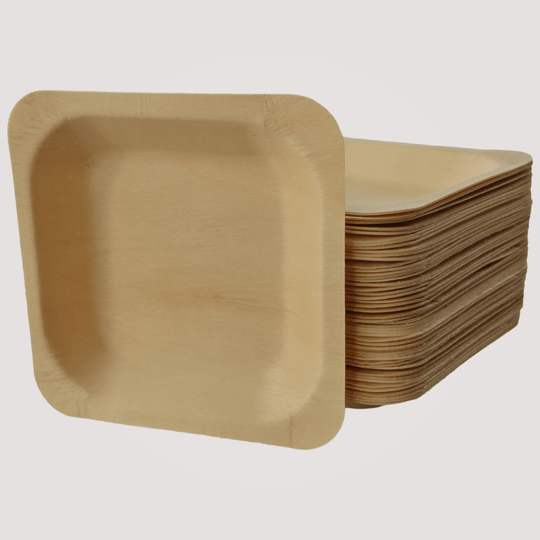 Eco Friendly, Square Wooden Plate 7" X 7" (300 Pack) $0.43 each- like Bamboo and Palm leaf - themonogram manor 