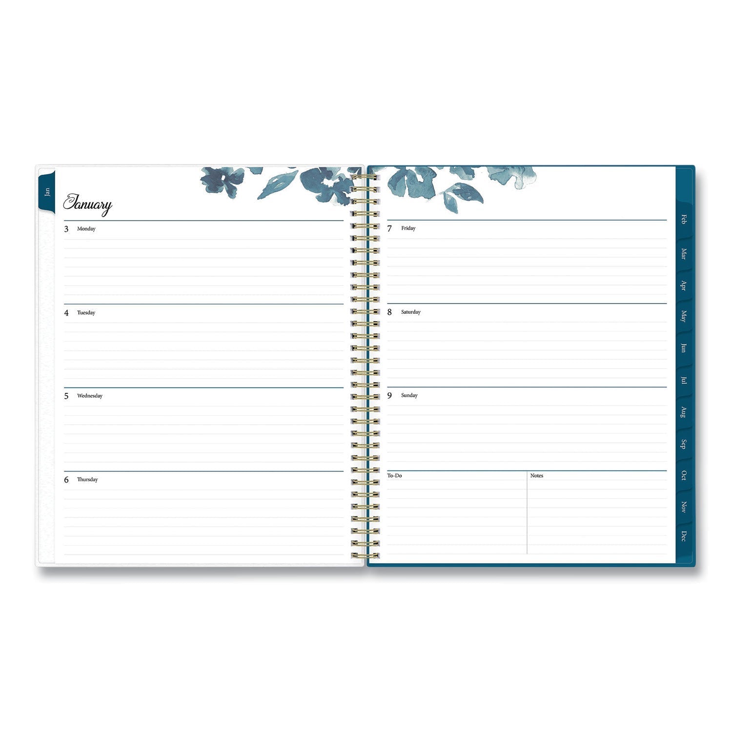 Blue Sky Bakah Blue Weekly/Monthly Planner, Bakah Blue Floral Artwork, 11 x 8.5, Blue/White Cover, 12 - Month (Jan to Dec): 2023 - themonogram manor 
