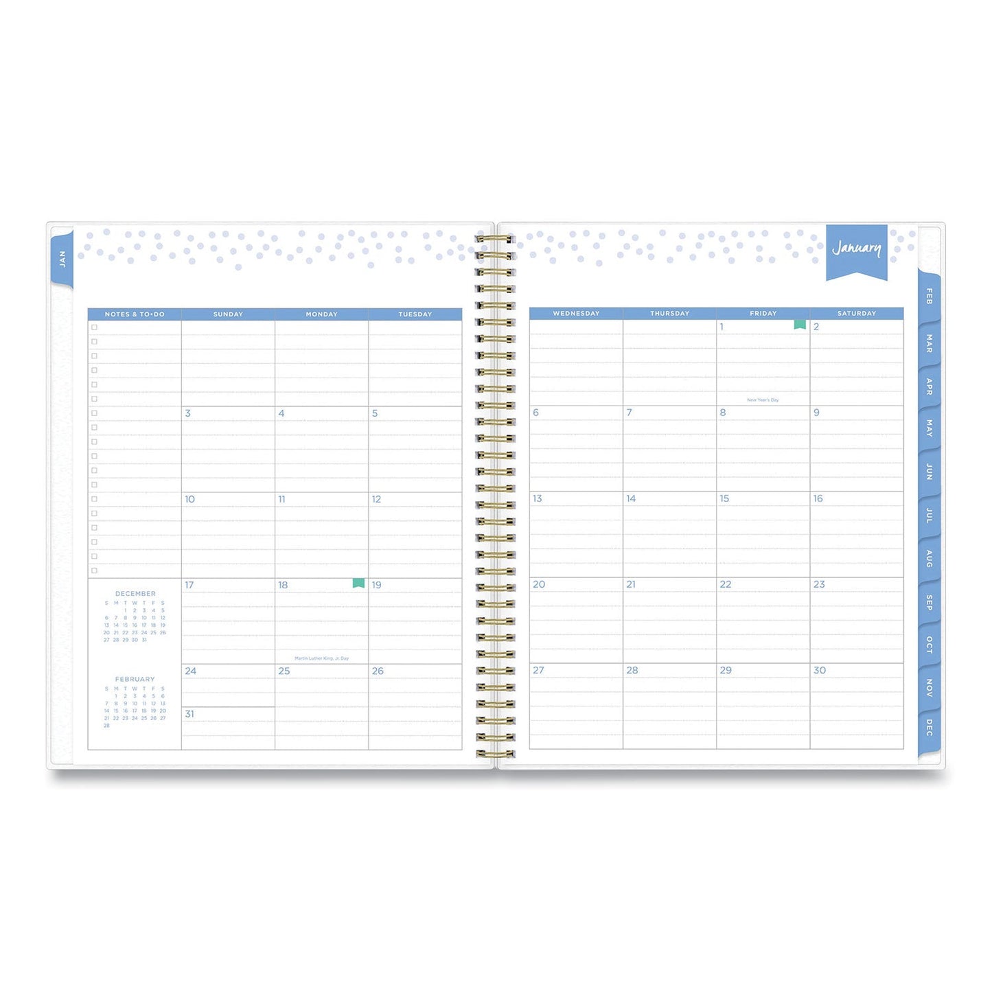 Blue Sky Day Designer Tile Weekly/Monthly Planner, Tile Artwork, 11 x 8.5, Blue/White Cover, 12 - Month (Jan to Dec): 2023 - themonogram manor 