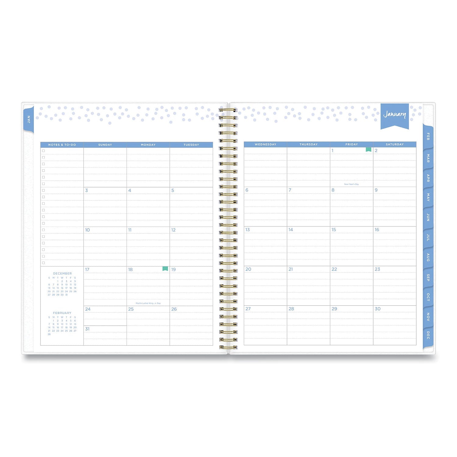 Blue Sky Day Designer Tile Weekly/Monthly Planner, Tile Artwork, 11 x 8.5, Blue/White Cover, 12 - Month (Jan to Dec): 2023 - themonogram manor 