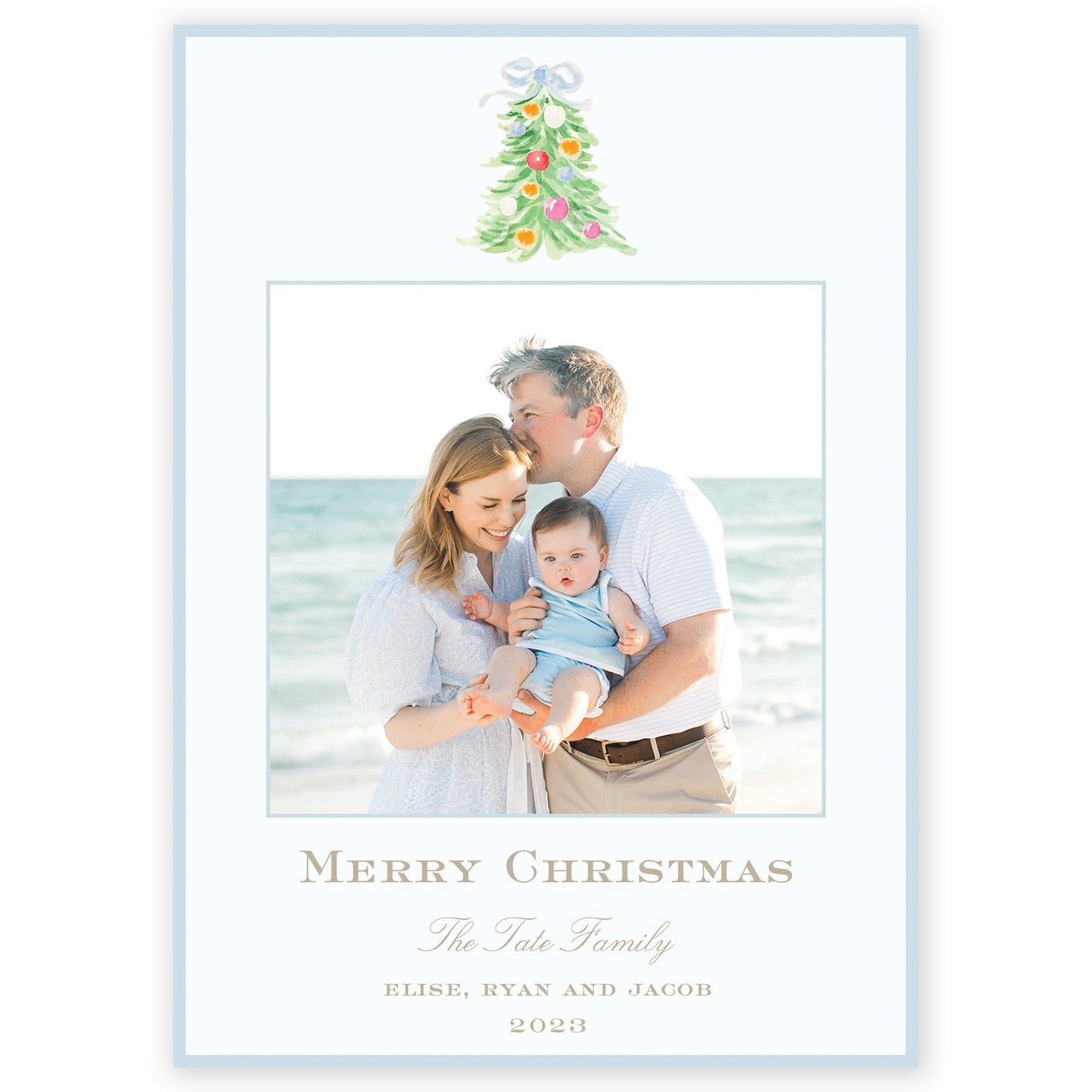 oh, christmas tree blue holiday card - themonogram manor 