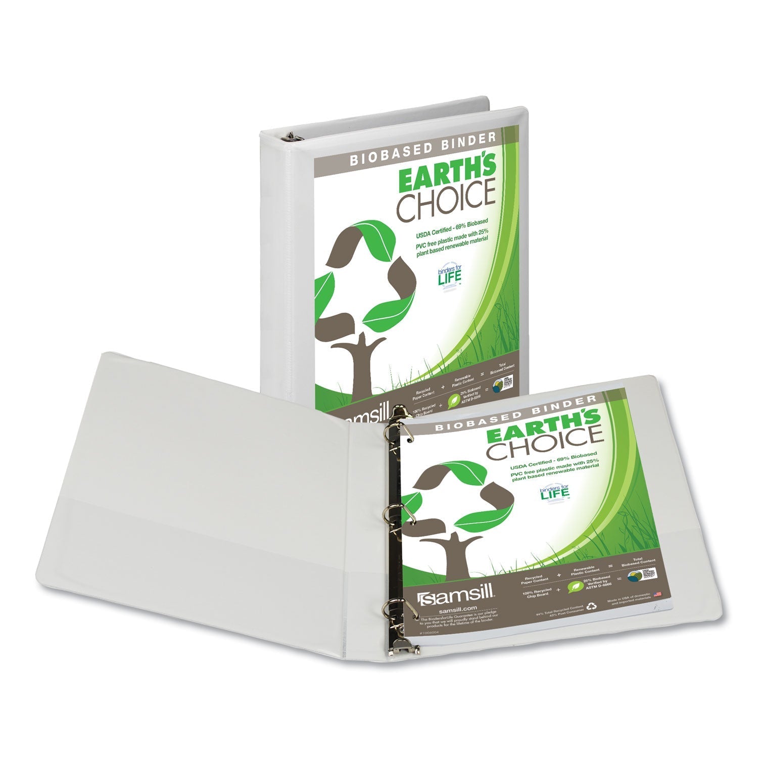 Samsill Earth's Choice Biobased D - Ring View Binder, 3 Rings, 1" Capacity, 11 x 8.5, White - themonogram manor 