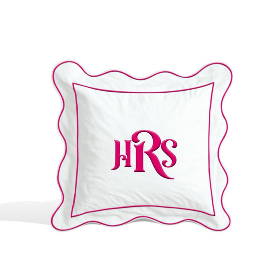 Monogram 400TC Cotton Scallop Embroidery & Border Sateen Solid Euro Sham - themonogram manor 