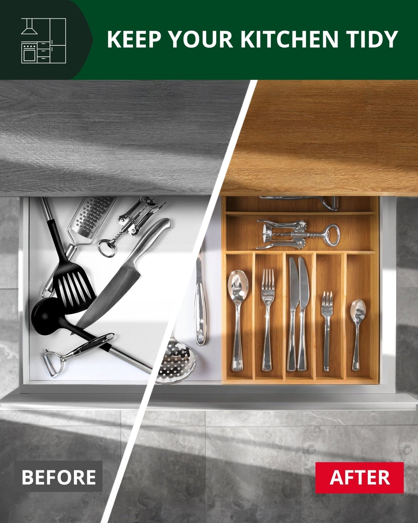 Basic Silverware Drawer Organizer, Natural - themonogram manor 