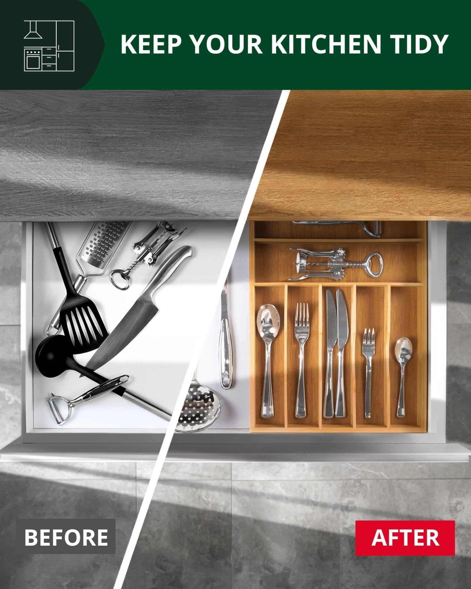 Basic Silverware Drawer Organizer, Natural - themonogram manor 