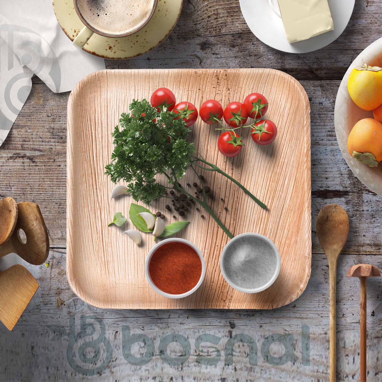 Bosnal - Palm Leaf Biodegradable Plates, 10 inch, Square - themonogram manor 