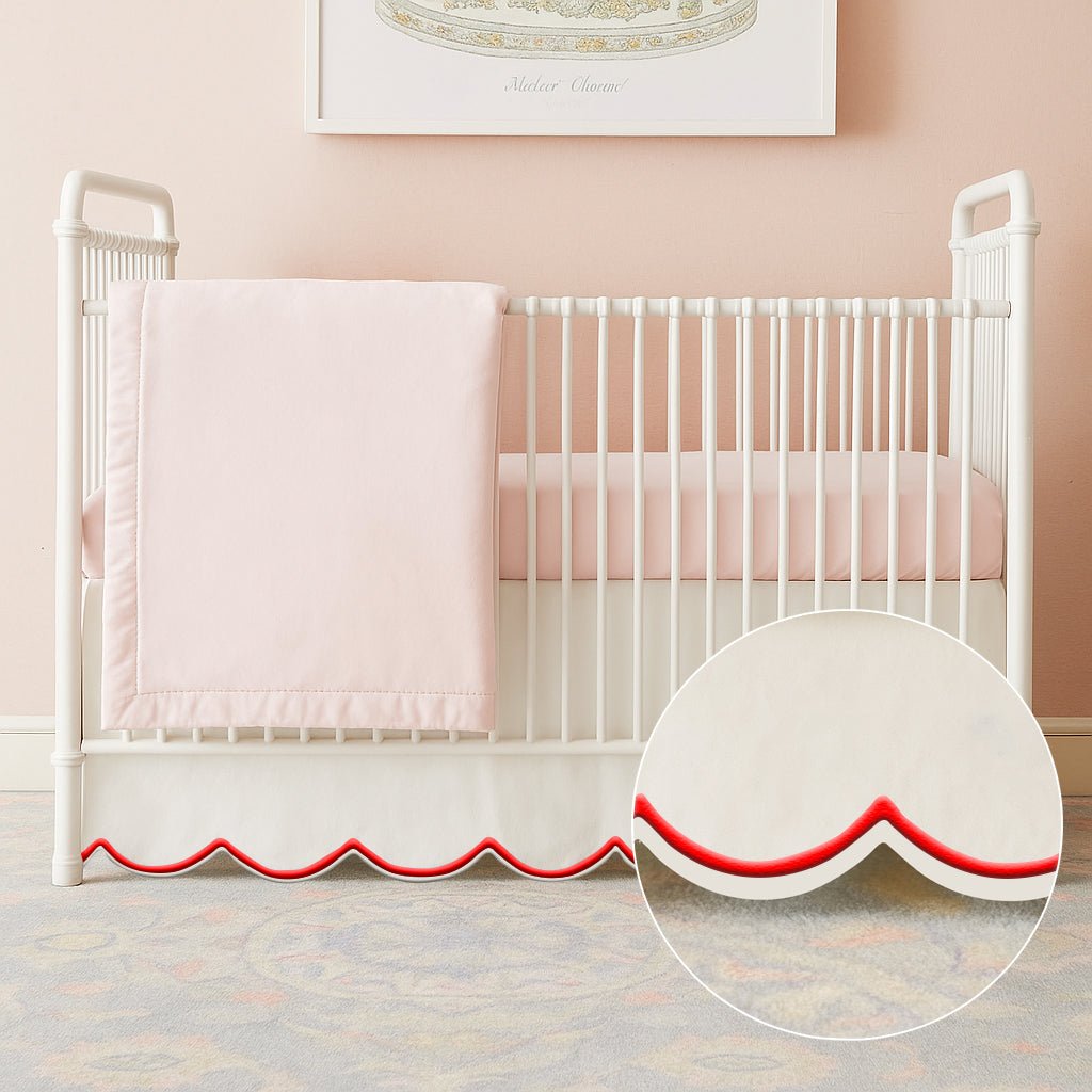 Scallop Embroidery Cotton Crib Skirt - themonogram manor 