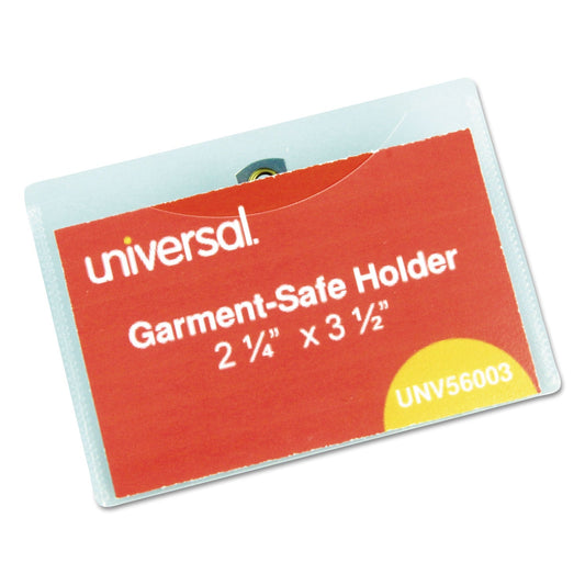Universal Clear Badge Holders w/Garment - Safe Clips, 2 1/4 x 3 1/2, White Inserts, 50/Box - themonogram manor 