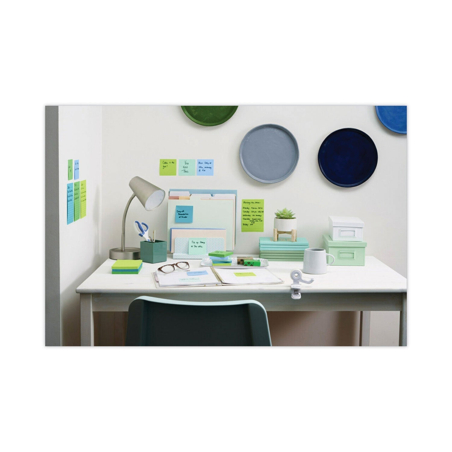Post - it Recycled Notes in Oasis Collection Colors, Cabinet Pack, 3" x 3", 70 Sheets/Pad, 24 Pads/Pack - themonogram manor 