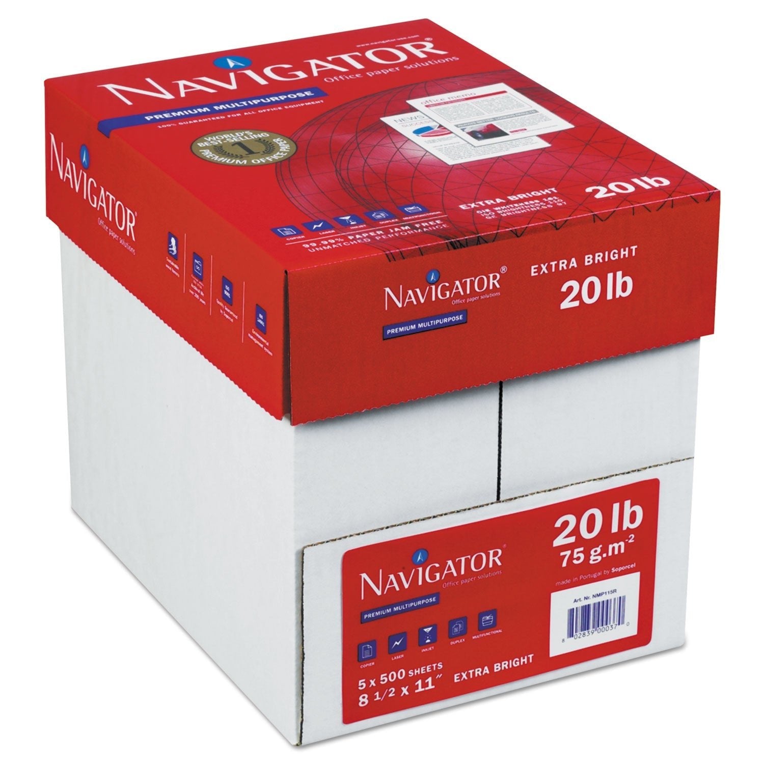 Navigator Premium Multipurpose Copy Paper, 97 Bright, 20lb Bond Weight, 8.5 x 11, White, 500/Ream, 10 Reams/Carton, 40 Cartons/Pallet - themonogram manor 