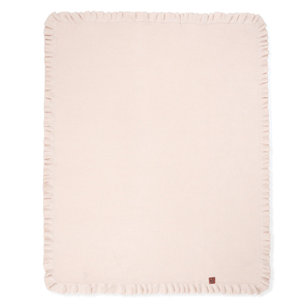 Ruffled Edge Knit Baby Blanket in Beige - themonogram manor 