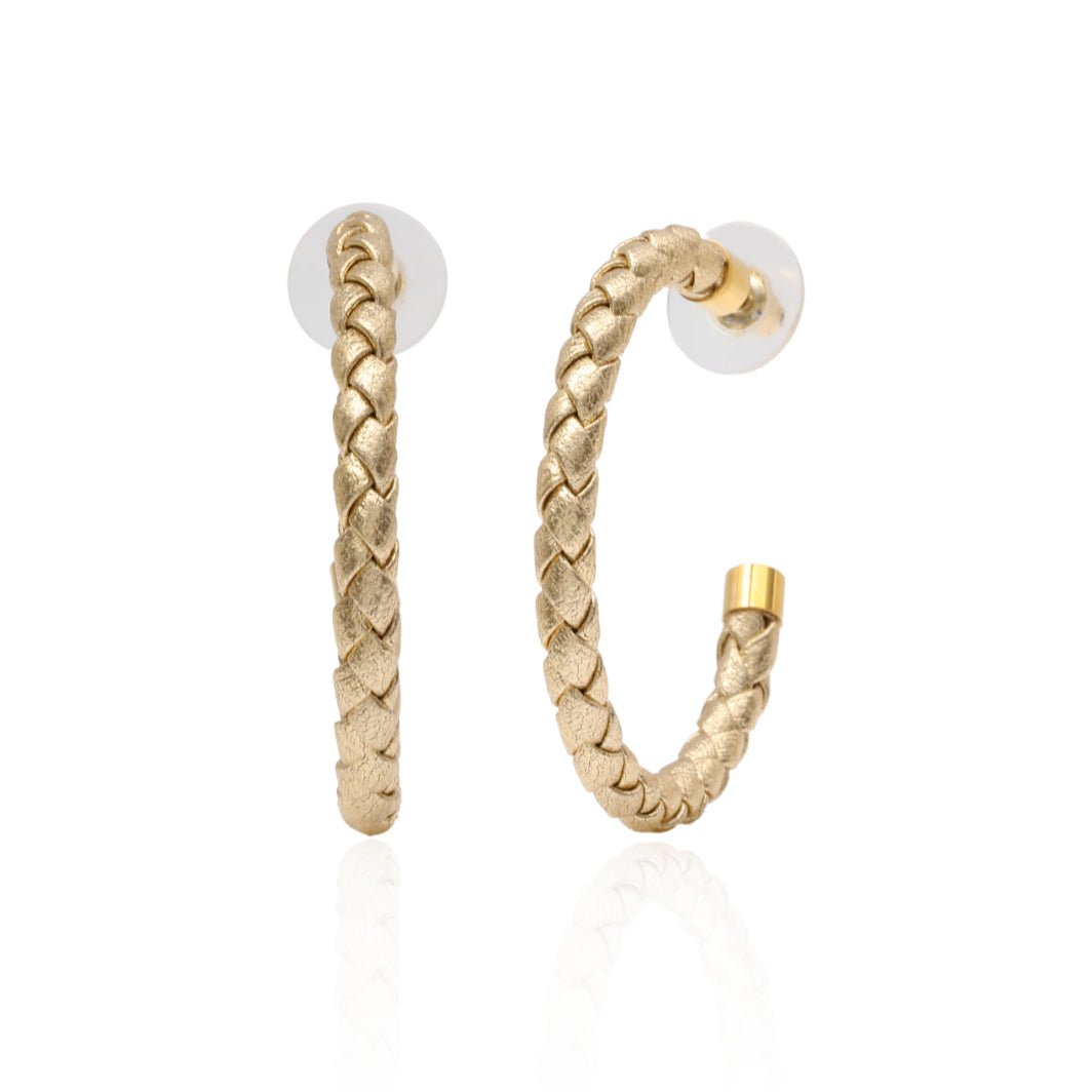Gold Braided Hoop Earrings - themonogram manor 