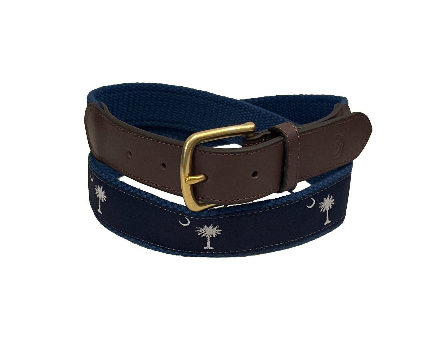 South Carolina Crescent Moon Palmetto State Flag Belt - Navy Blue - themonogram manor 