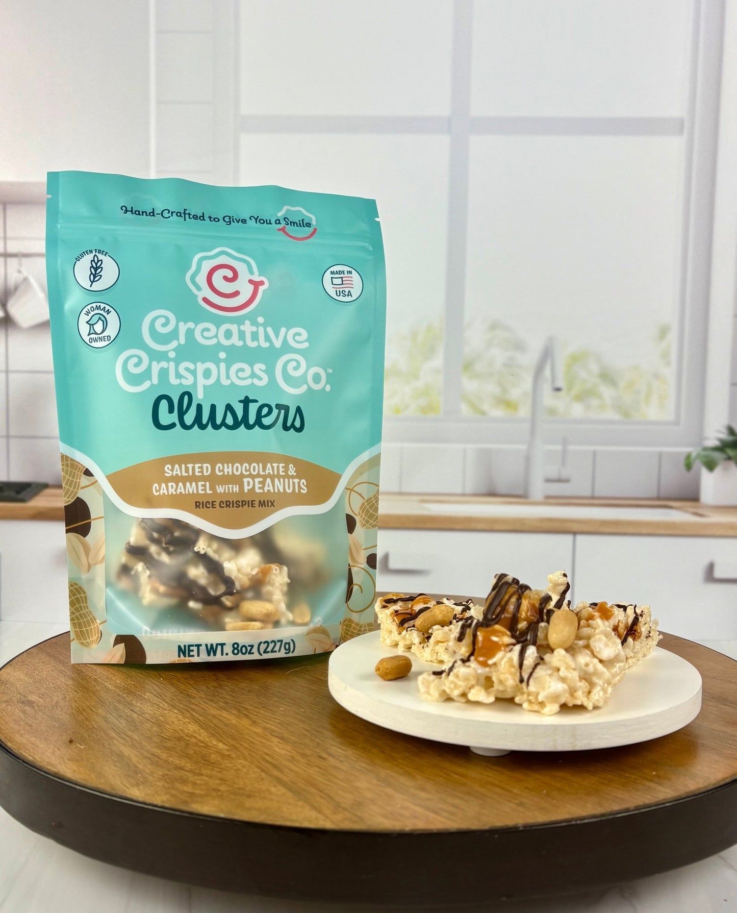 "Clusters" Original w Peanuts Dark Chocolate, Caramel, Peanuts, & Sea Salt Crispie Mix Clusters - themonogram manor 