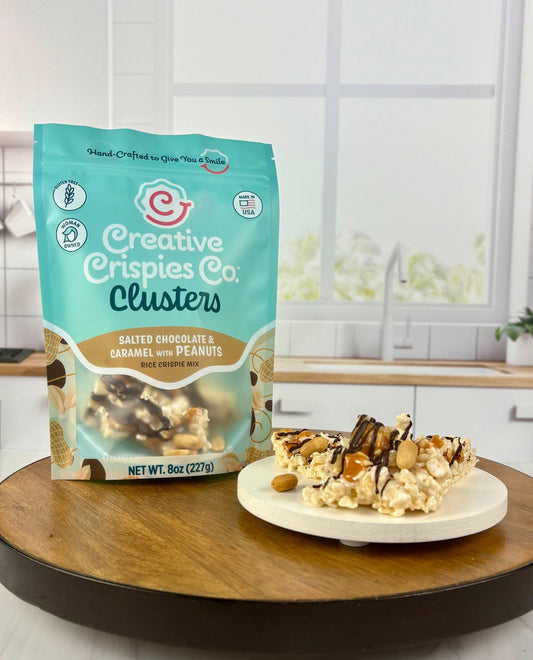"Clusters" Original w Peanuts Dark Chocolate, Caramel, Peanuts, & Sea Salt Crispie Mix Clusters - themonogram manor 