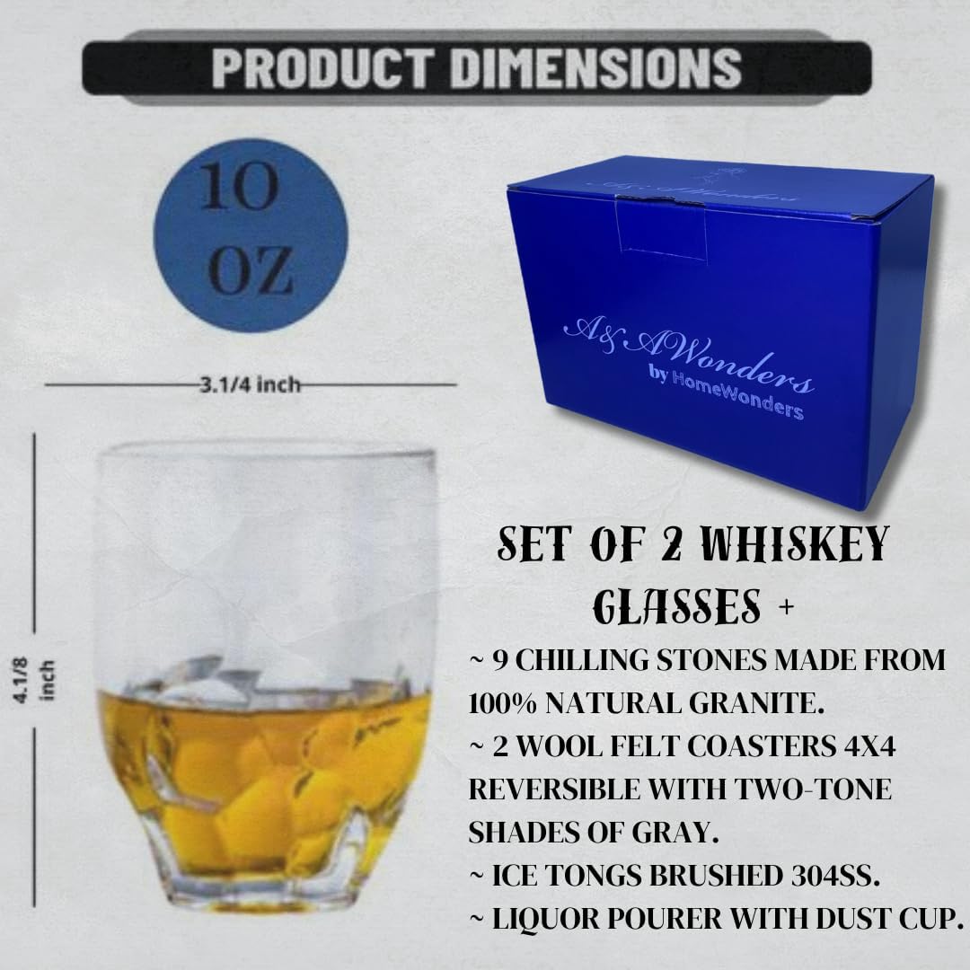 Whiskey Glasses 10oz Premium Scotch Glasses Set of 2 - Old Fashioned Whiskey - themonogram manor 