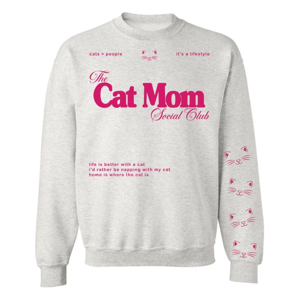 ‘Cat Mom Social Club' Crewneck Sweatshirt - themonogram manor 