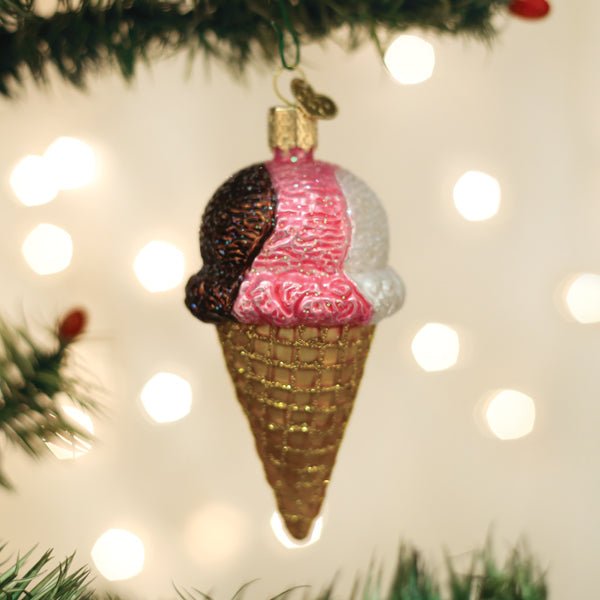 Neapolitan Ice Cream Cone Ornament - themonogram manor 