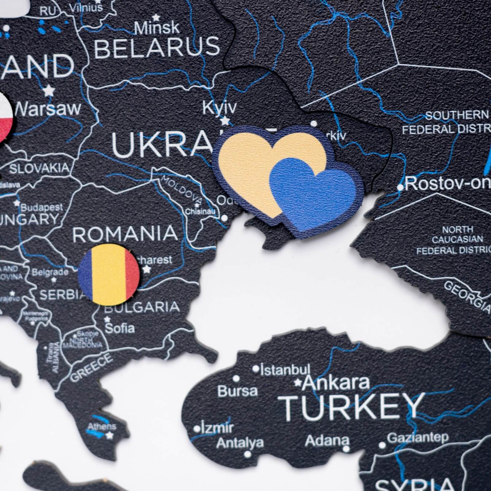 2D Wooden World Map Midnight - themonogram manor 