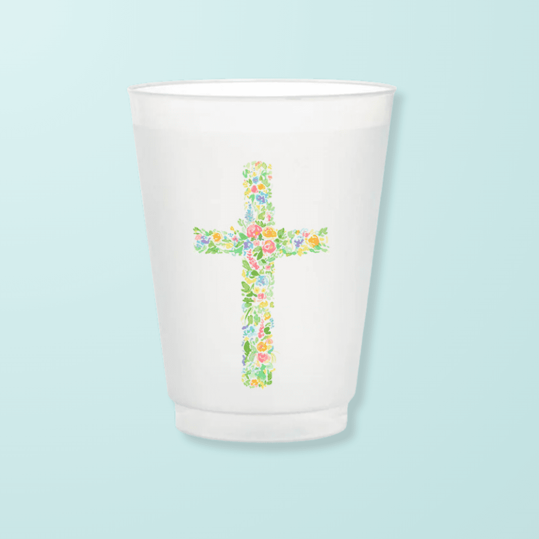 Floral Cross Frosted Cups - themonogram manor 