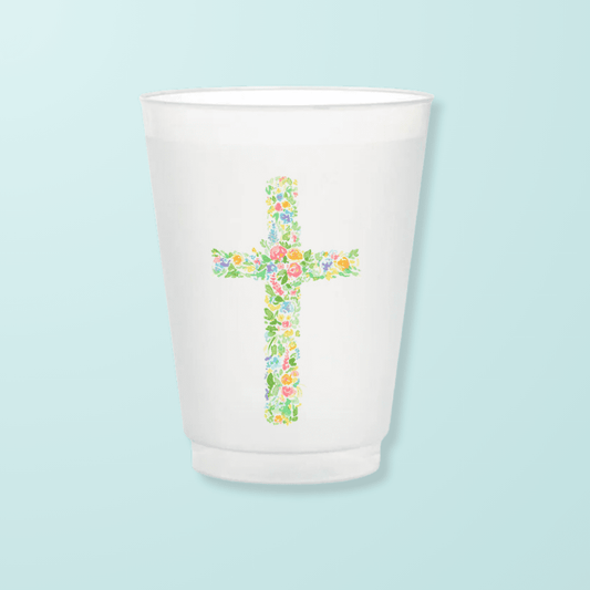 Floral Cross Frosted Cups - themonogram manor 