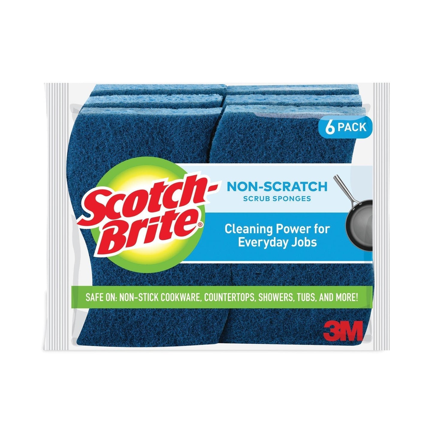 Scotch - Brite Non - Scratch Multi - Purpose Scrub Sponge, 4.4 x 2.6, 0.8" Thick, Blue, 6/Pack - themonogram manor 