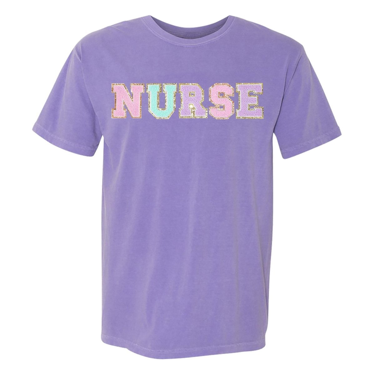 Nurse Colorful Letter Patch Comfort Colors T-Shirt - themonogram manor 