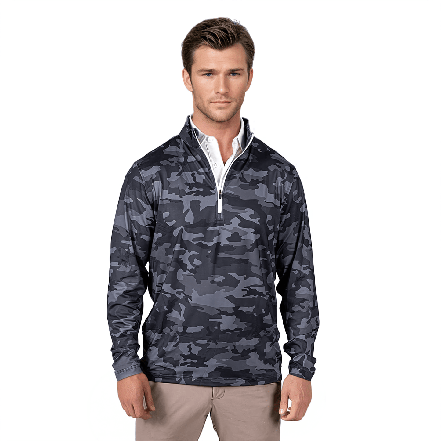 Black Camo Men's Q - Zip - themonogram manor 