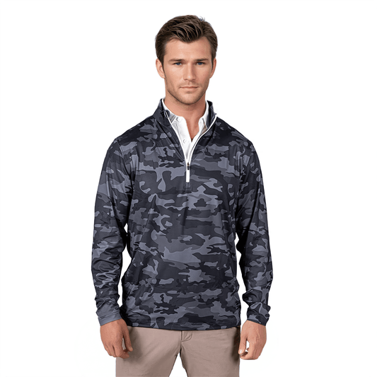 Black Camo Men's Q - Zip - themonogram manor 