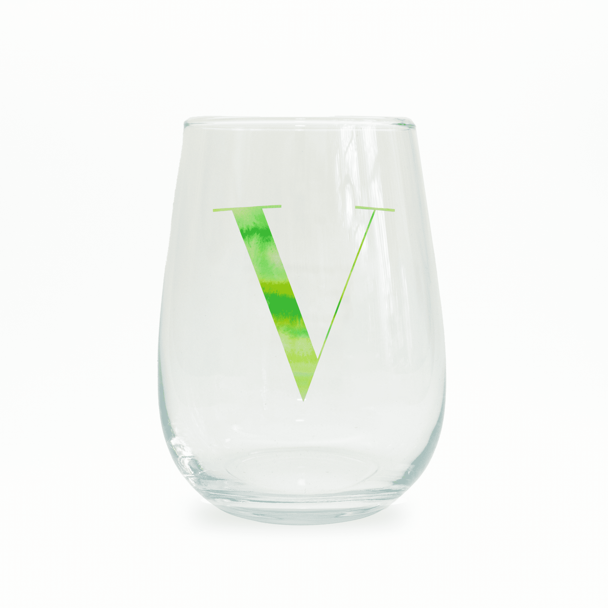 V Monogram Stemless Wine Glass - themonogram manor 