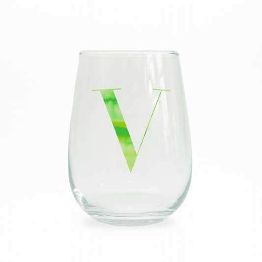 V Monogram Stemless Wine Glass - themonogram manor 