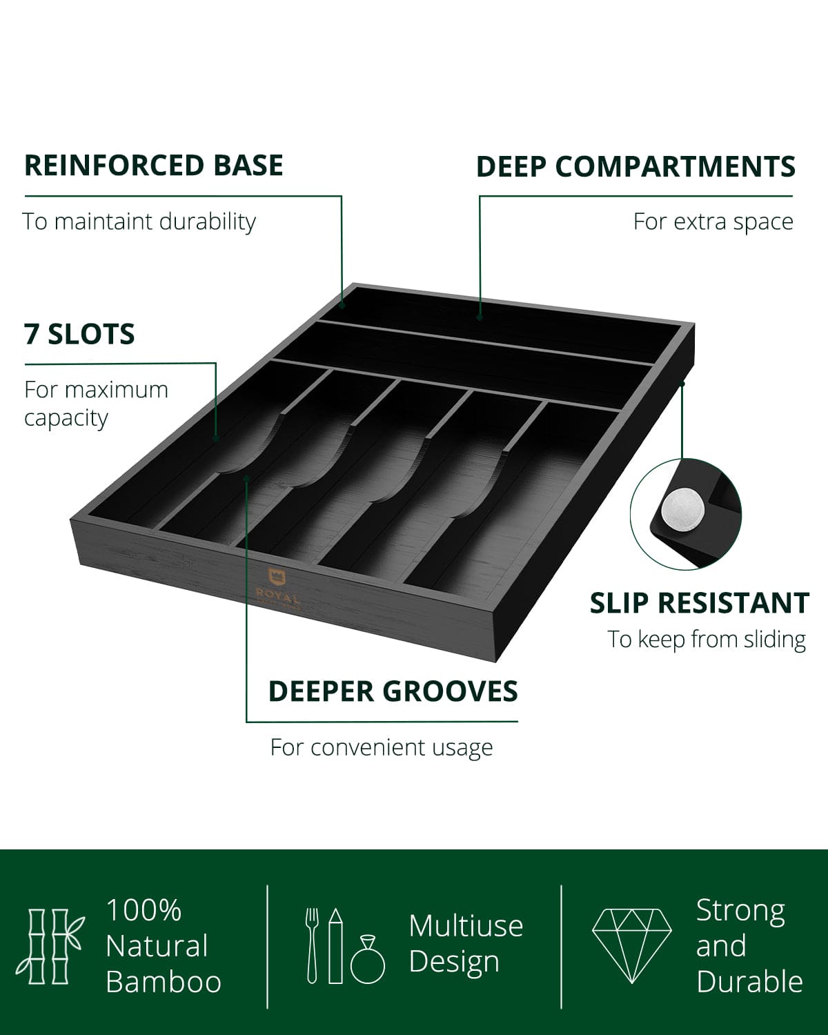 Basic Silverware Drawer Organizer, Black - themonogram manor 