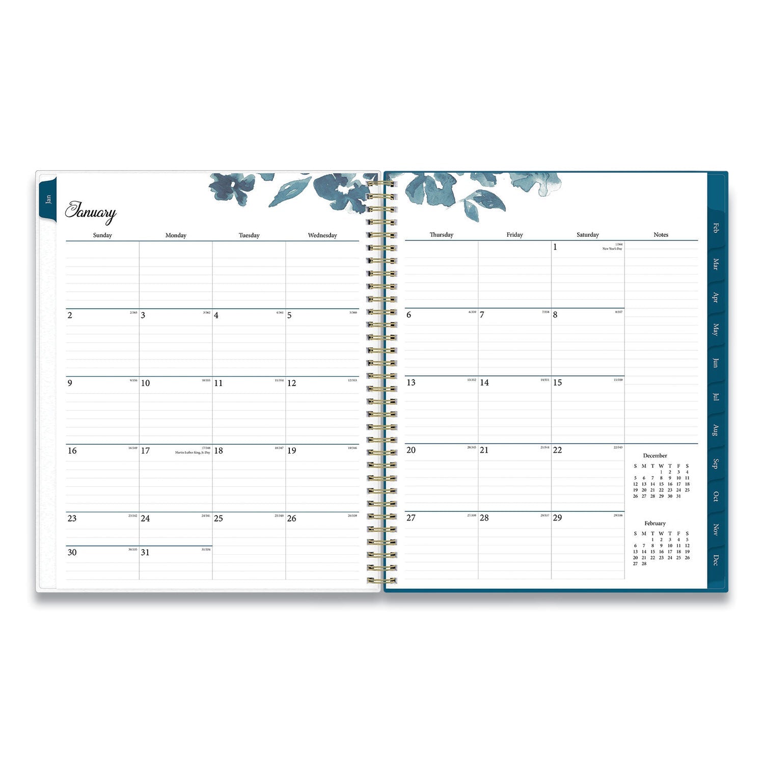 Blue Sky Bakah Blue Weekly/Monthly Planner, Bakah Blue Floral Artwork, 11 x 8.5, Blue/White Cover, 12 - Month (Jan to Dec): 2023 - themonogram manor 