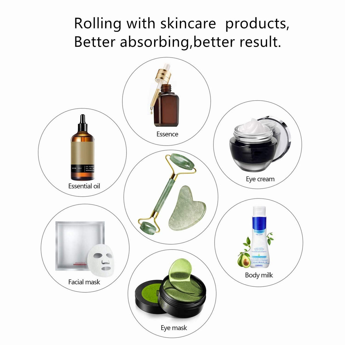 Gua Sha Facial Tools Jade Roller for Face - Facial Massage Tool for anti Aging Wrinkles and Skin Rejuvenate -100% Natural Jade Stone for Face Eyes (Jade Roller+Gua SHA) - themonogram manor 