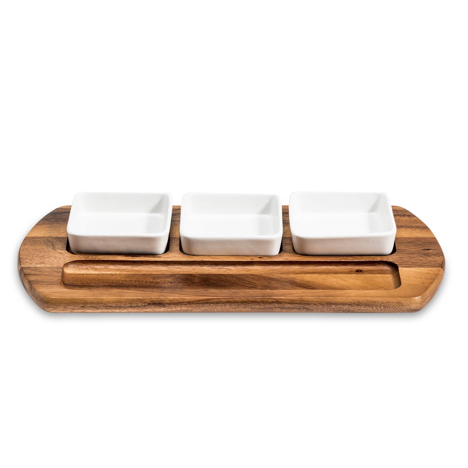 Charcuterie / Serving Tray w/ 3 Square Ceramic Bowls - themonogram manor 